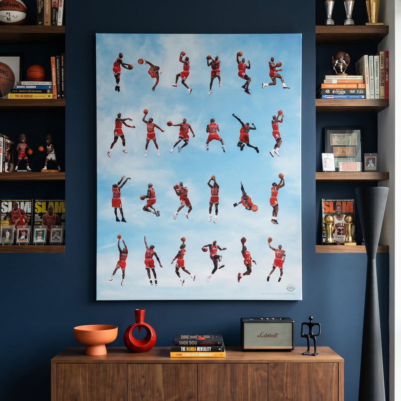 Michael Jordan Poses basketball canvas wall art - wall-mounted lifestyle display - image 1 | Wall Art Go