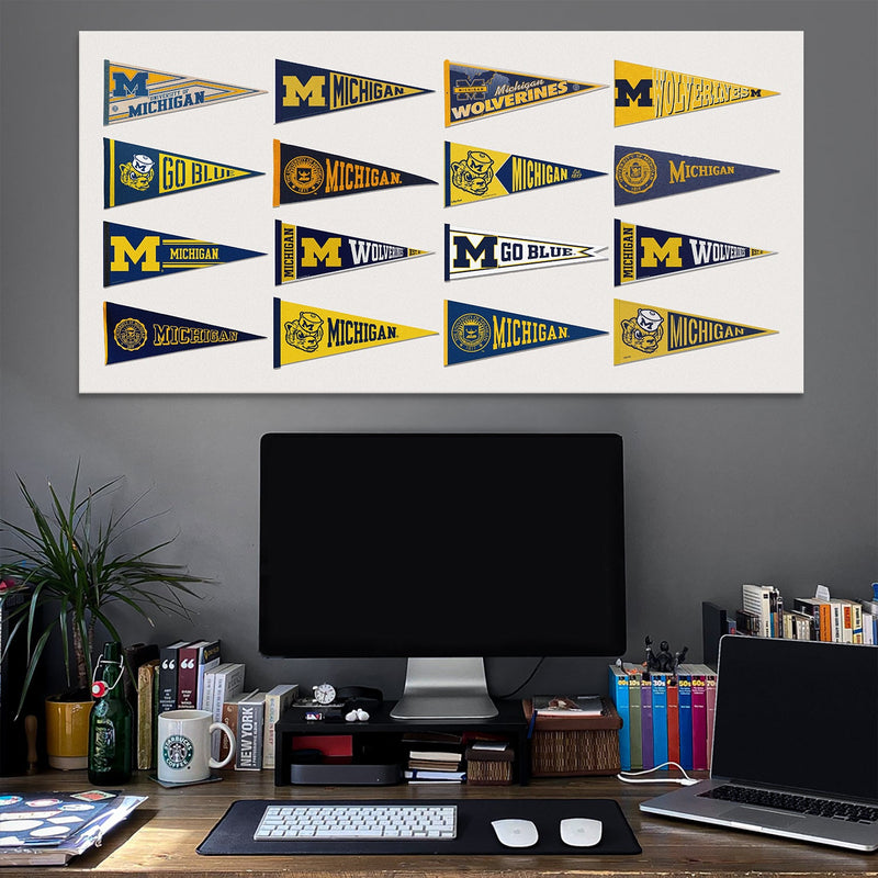 Michigan - Pennants ncaa wall art – canvas artwork view – image 1 – Wall Art Go